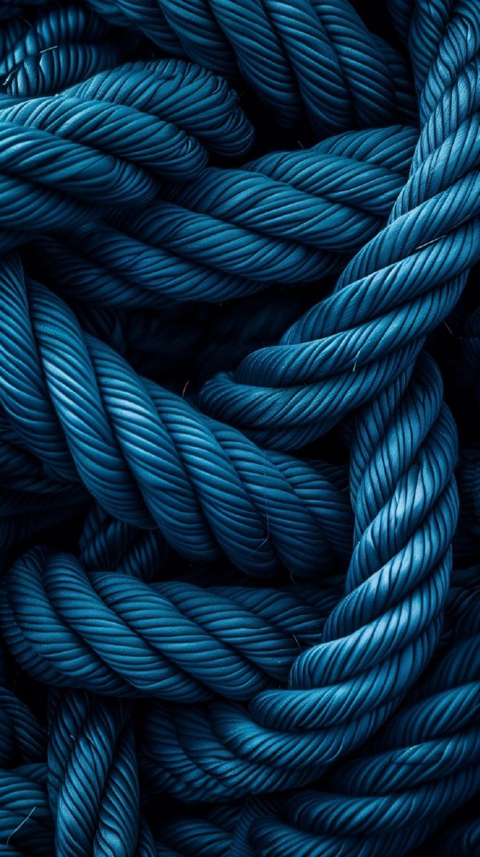 Thick navy blue ropes twisted into knots.