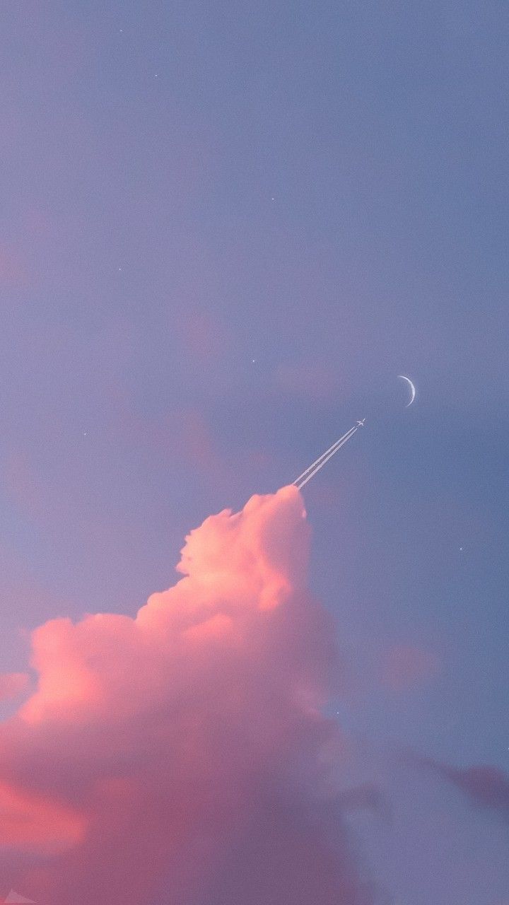 Pink Cloud and Plane Trail