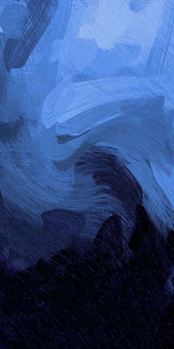 Rough blue and navy brush strokes like a stormy abstract sky.