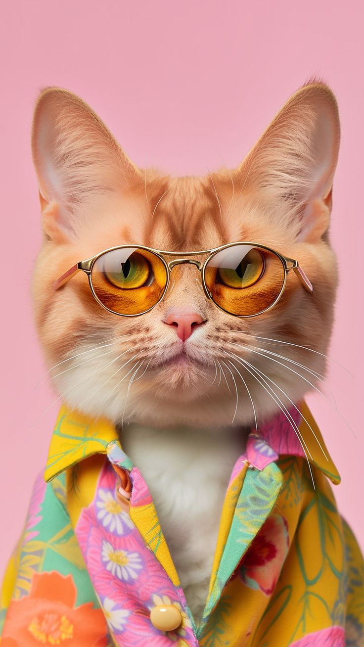 Cat in a Floral Shirt