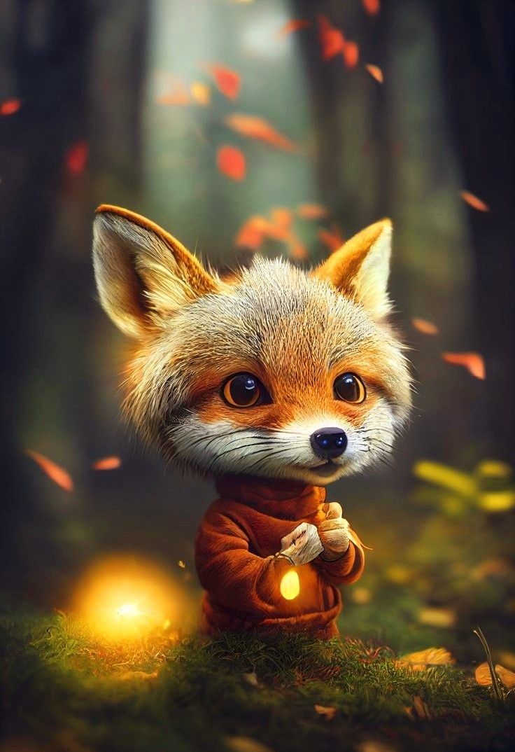 Fox Cub with a Lantern