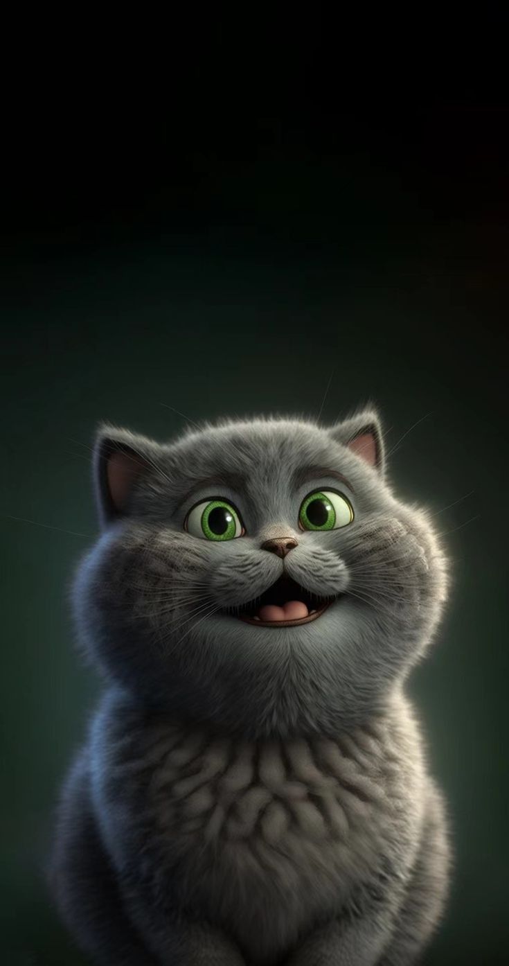 Grinning Grey Cat