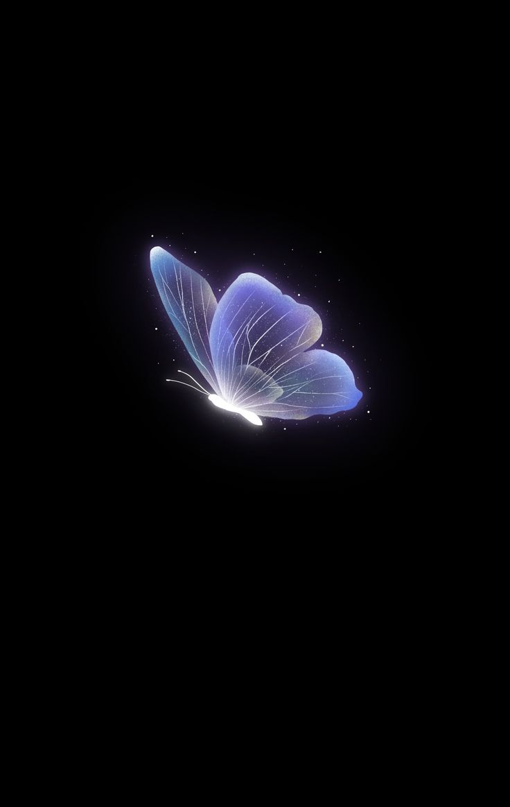 A glowing blue butterfly on black.