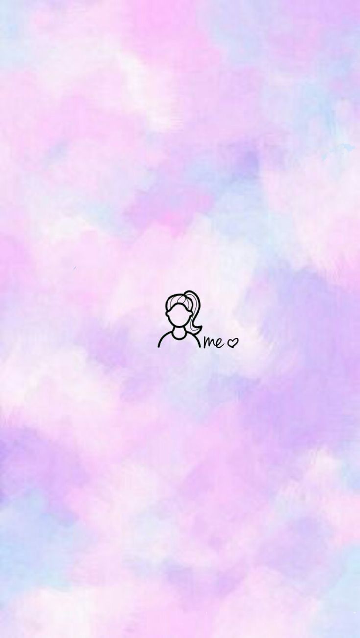 A tiny line drawing of a person on pastel pink, lilac and blue watercolour.