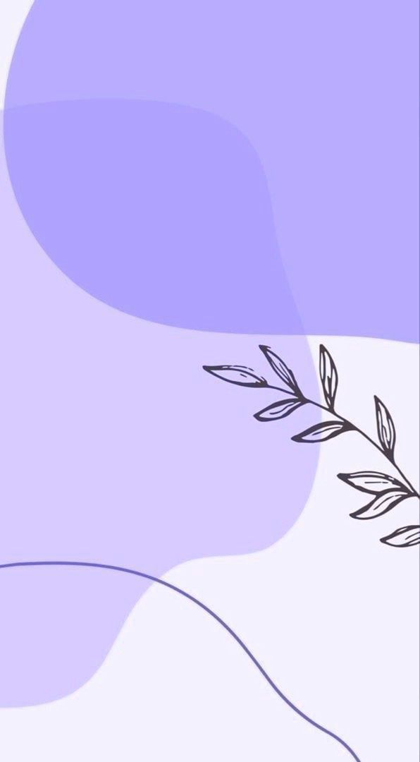 A leafy line-drawn branch and flowing curves over lilac and white shapes.