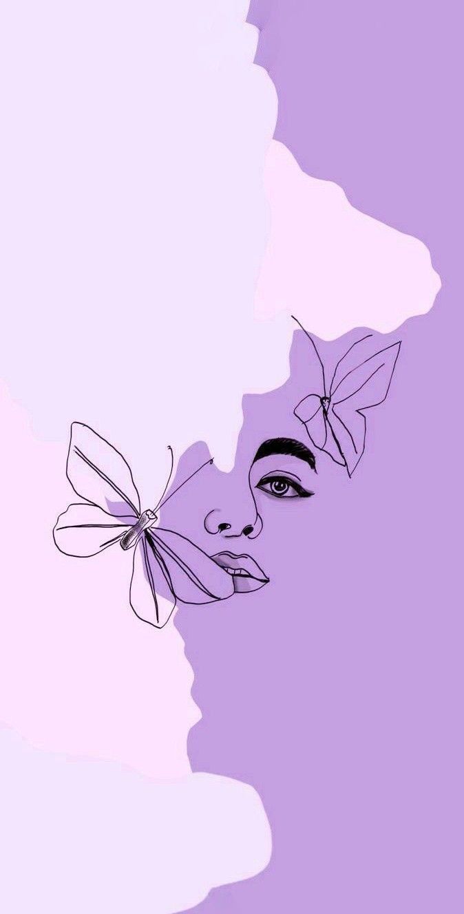 Butterfly Face Line Art