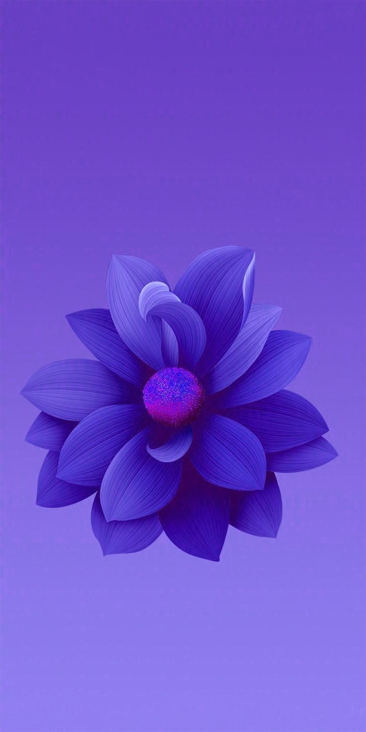 A glossy purple 3D flower on a violet background.