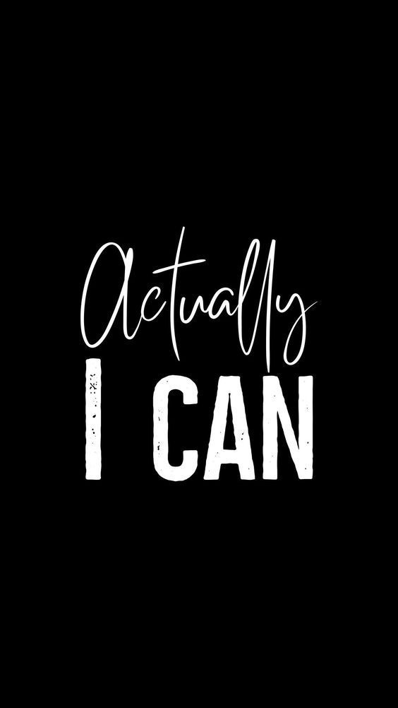 "Actually I can" in white script and capitals on black.