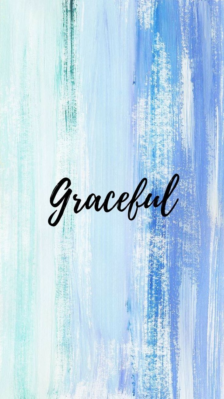 "Graceful" in black script over white and blue brushed paint.