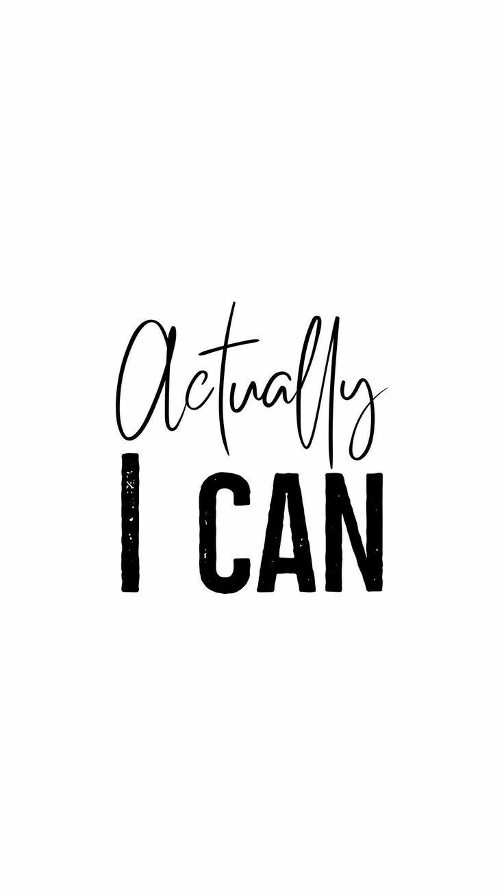 "Actually I can" in black script and bold capitals on white.