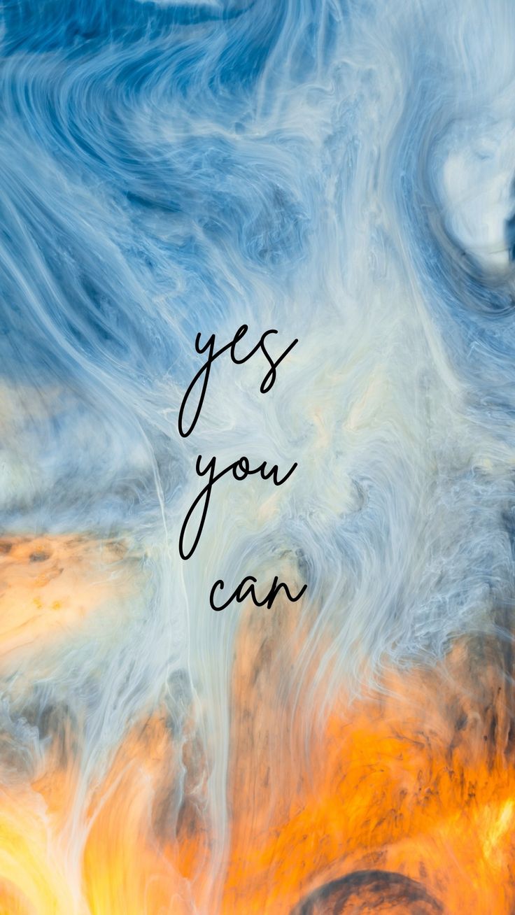 "Yes you can" in dark script over swirling blue and orange marble.