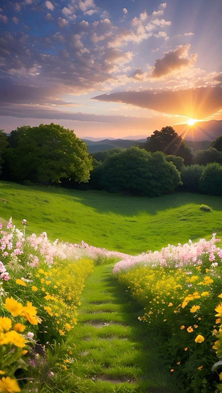 Meadow Path at Sunset