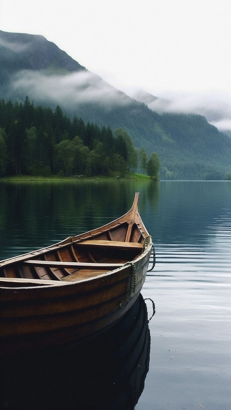 Wooden Boat on the Lake