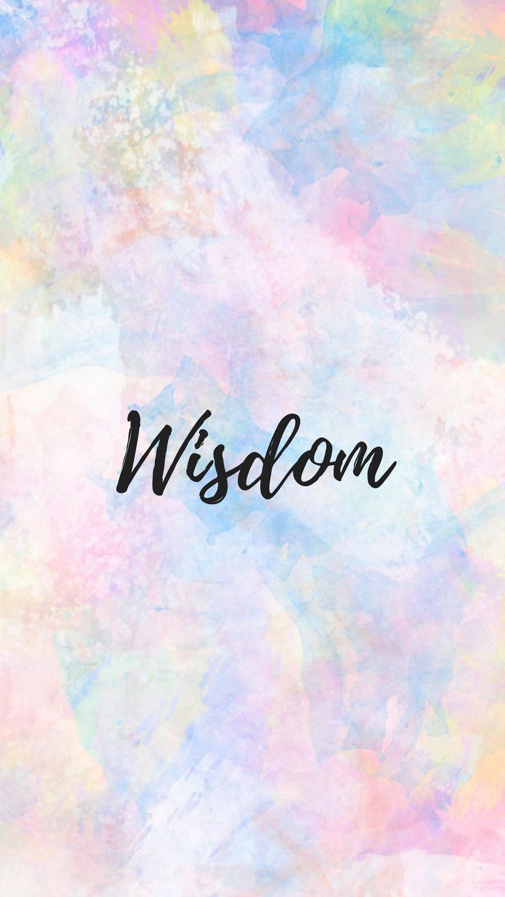 "Wisdom" in black script over pastel watercolour texture.