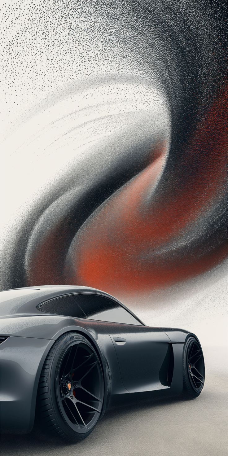 Sports Car in Paint Swirls
