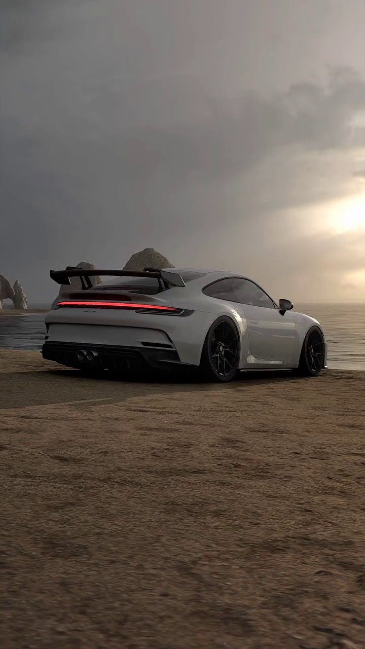 Porsche 911 on a Misty Beach